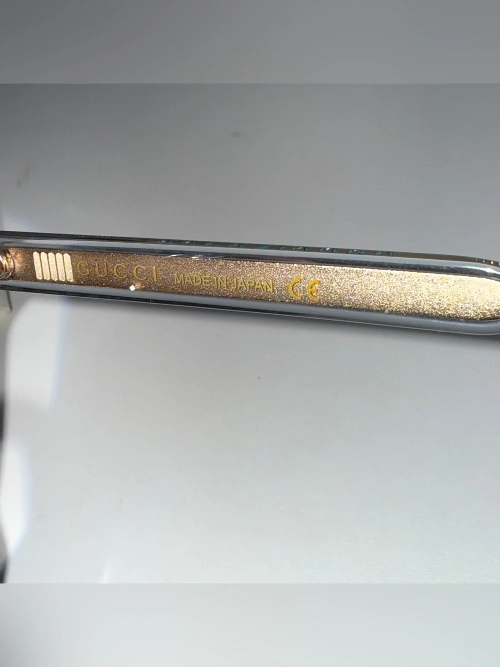 Gucci Clear Beige Frame Glasses with Gold Temples